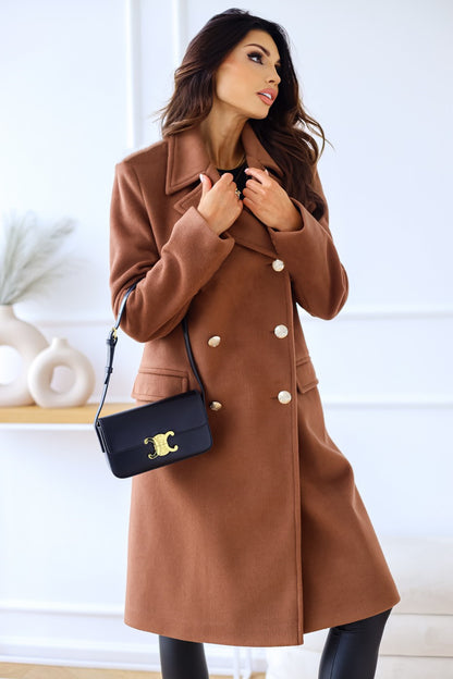 Long Sleeve Double-Breasted Wool Coat