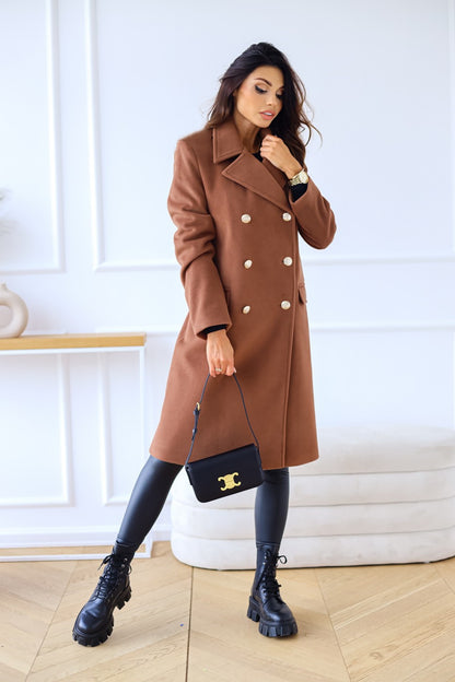 Long Sleeve Double-Breasted Wool Coat