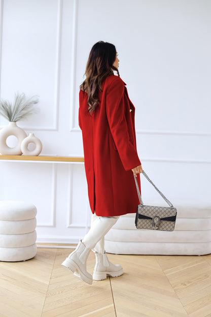 Long Sleeve Double-Breasted Wool Coat