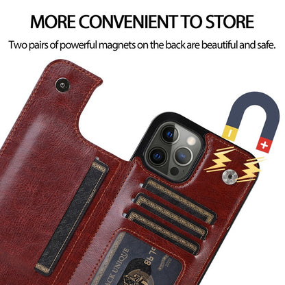 Solid Color Double Buckle Leather Phone Case