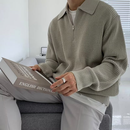 Men's Lapel Knit Sweater