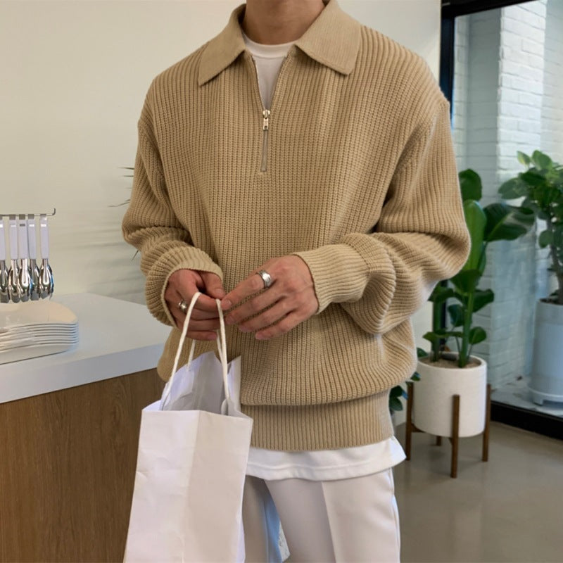 Men's Lapel Knit Sweater