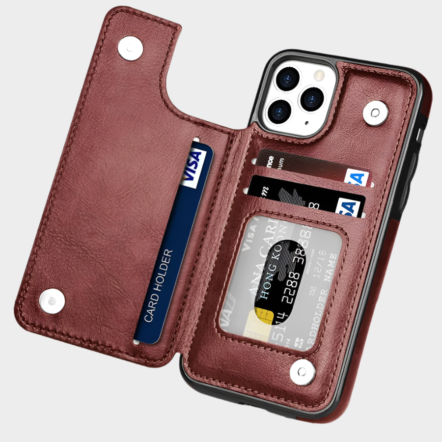 Solid Color Double Buckle Leather Phone Case