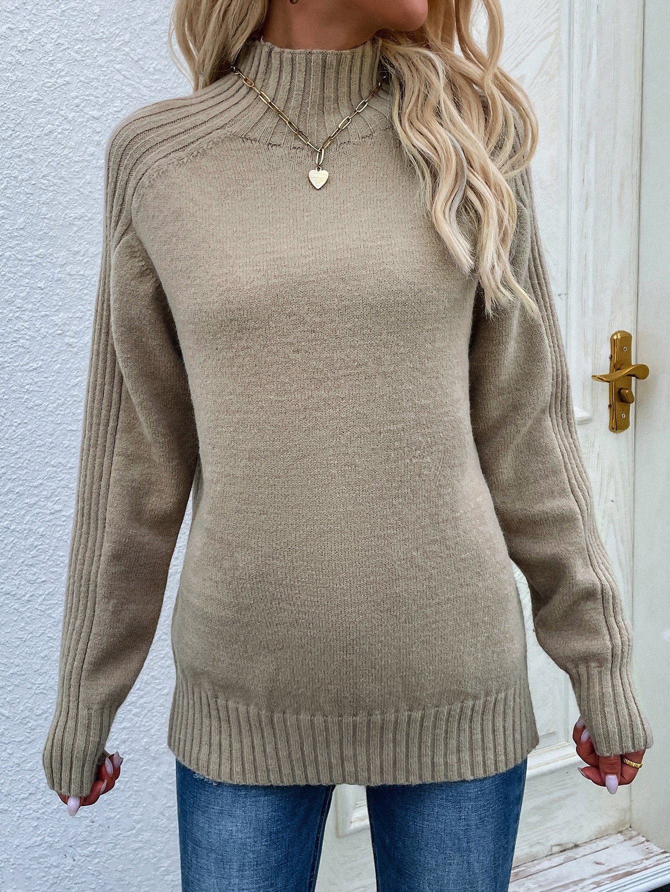 Solid Color Turtleneck Sweater Pullover