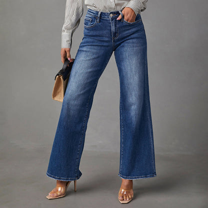 Women's Stretch Wide Leg Washed Jeans