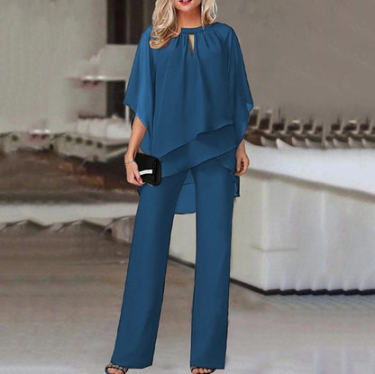 Women's Solid Color Loose Asymmetric Suit