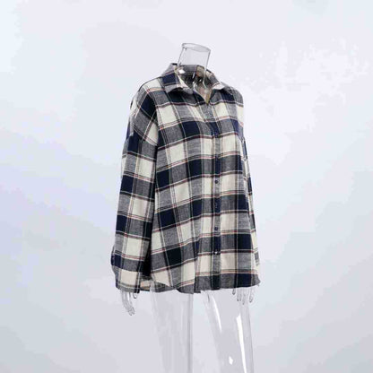 Plaid Cotton Loose Fit Long Sleeve Cardigan Shirt