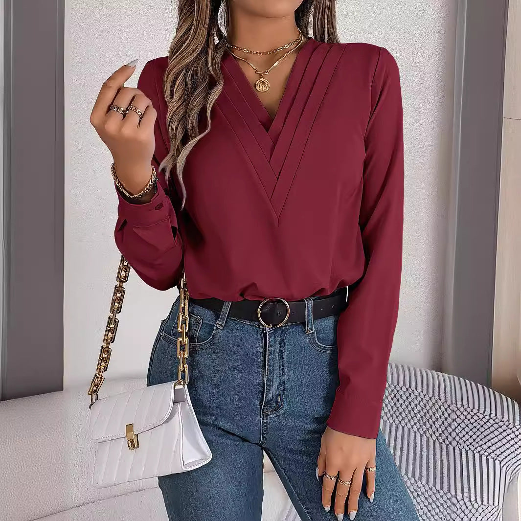 V-Neck Long Sleeve Shirt