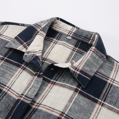 Plaid Cotton Loose Fit Long Sleeve Cardigan Shirt