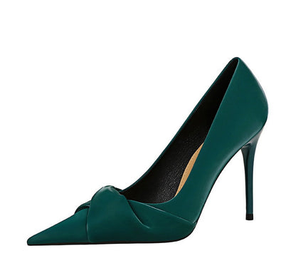 Elegant Stiletto Heel Pointed Toe Bowknot Pumps