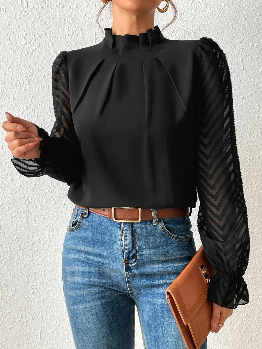 Half Turtleneck Chiffon Top