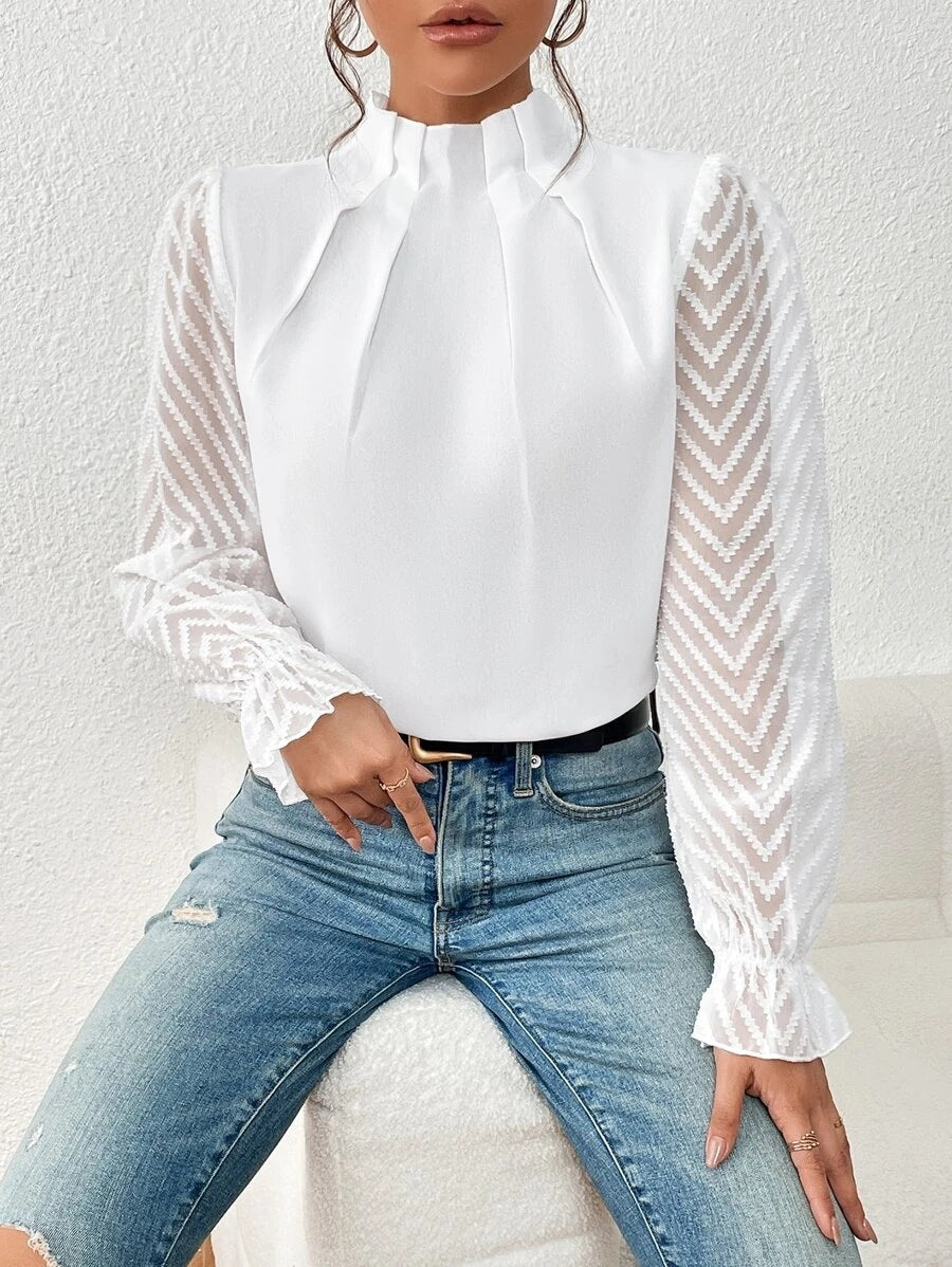 Half Turtleneck Chiffon Top