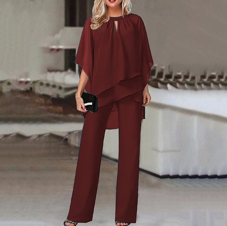 Women's Solid Color Loose Asymmetric Suit