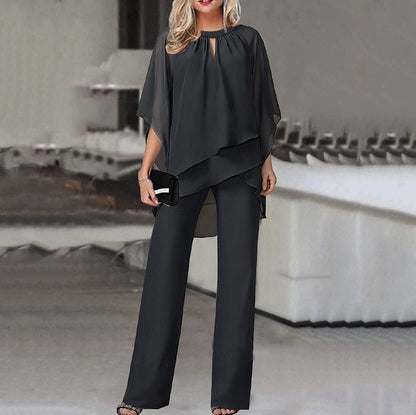 Women's Solid Color Loose Asymmetric Suit