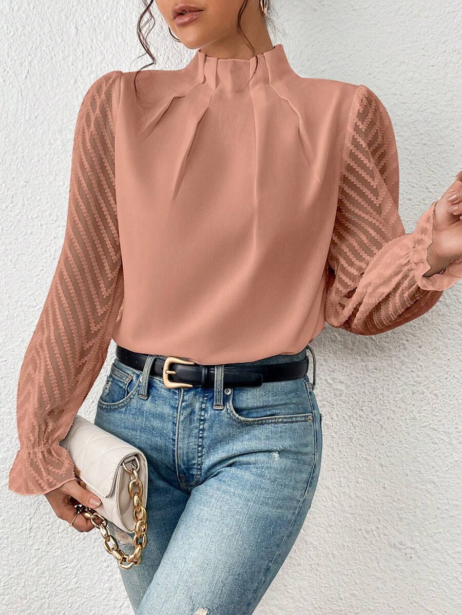 Half Turtleneck Chiffon Top