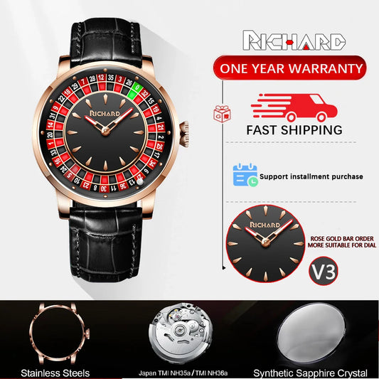 Richard NH35 Mechanical Watch – Rotating Dial Roulette