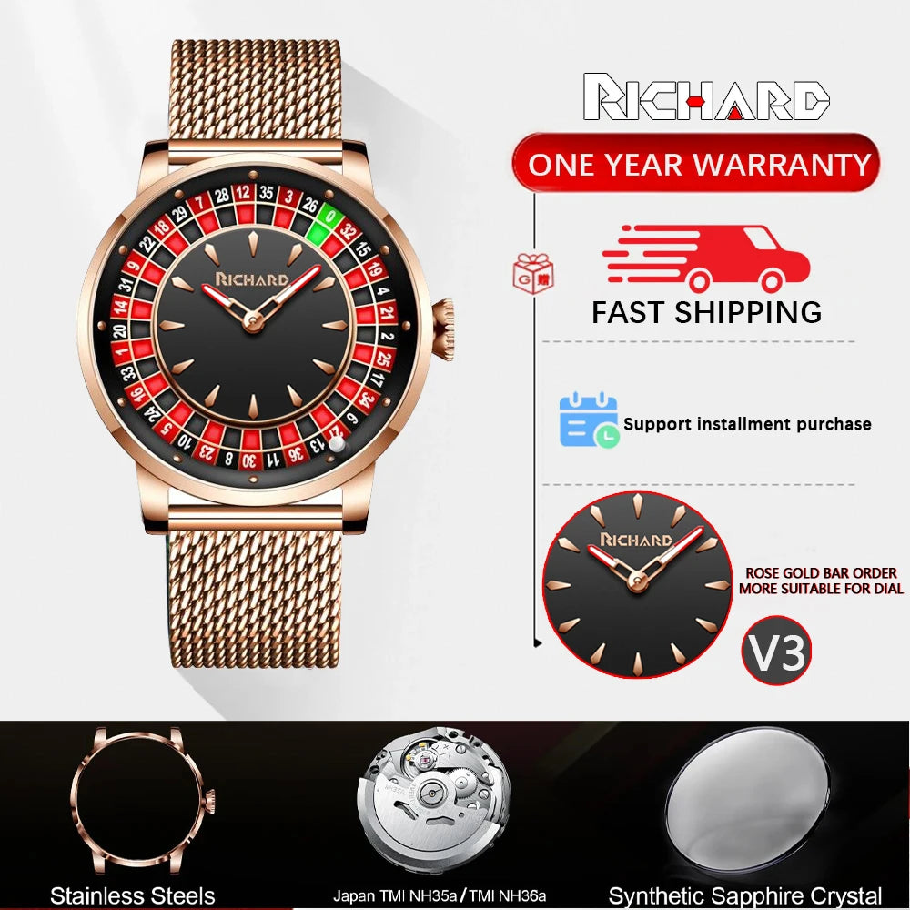 Richard NH35 Mechanical Watch – Rotating Dial Roulette