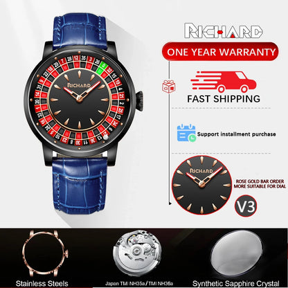 Richard NH35 Mechanical Watch – Rotating Dial Roulette