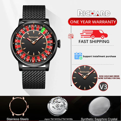 Richard NH35 Mechanical Watch – Rotating Dial Roulette