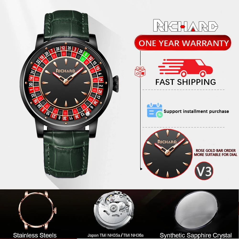 Richard NH35 Mechanical Watch – Rotating Dial Roulette