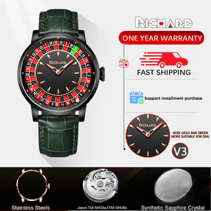 Richard NH35 Mechanical Watch – Rotating Dial Roulette